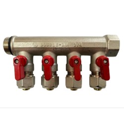 MANIFOLD 3/4" 4 VIAS MANILLA ROJA