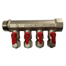 MANIFOLD 1" 4 VIAS MANILLA ROJA